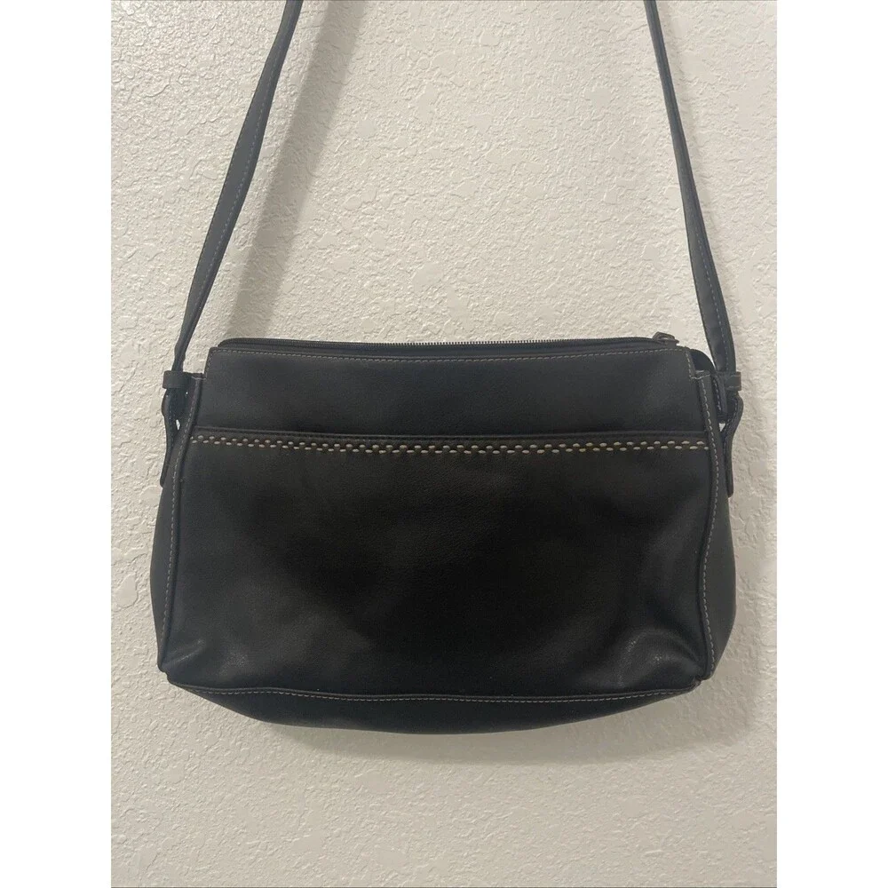 Vintage Liz Claiborne Black Handbag Purse Crossbody Shoulder Bag Classic Clean